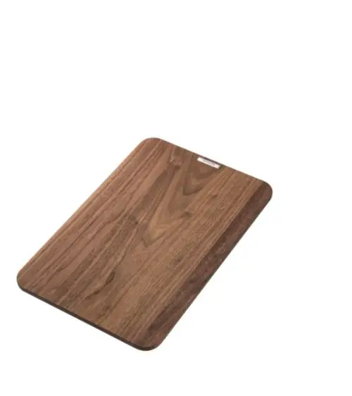 Schneidebrett aus Nussbaumholz, rechteckig und flach, mit sichtbarer Holzmaserung, von der Marke Hansgrohe.
